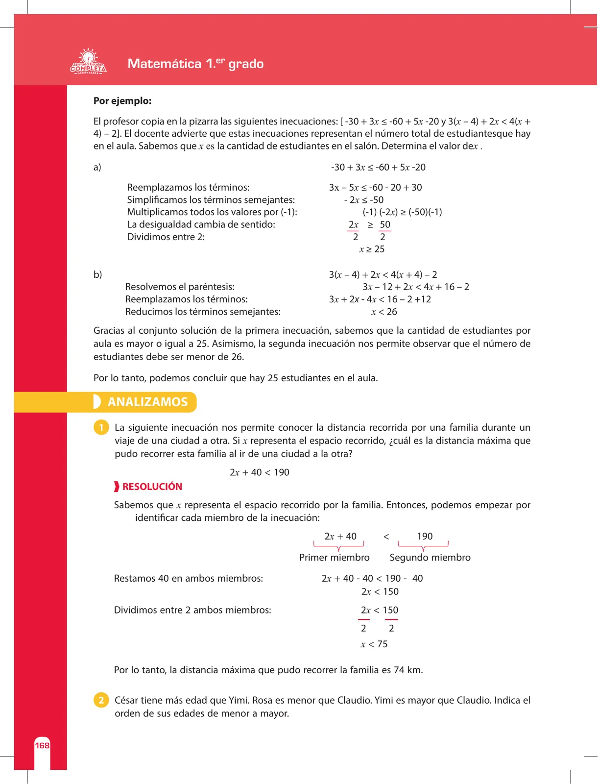 Página 168 de Matemática 1 : cuaderno de reforzamiento pedagógico - JEC · 2016