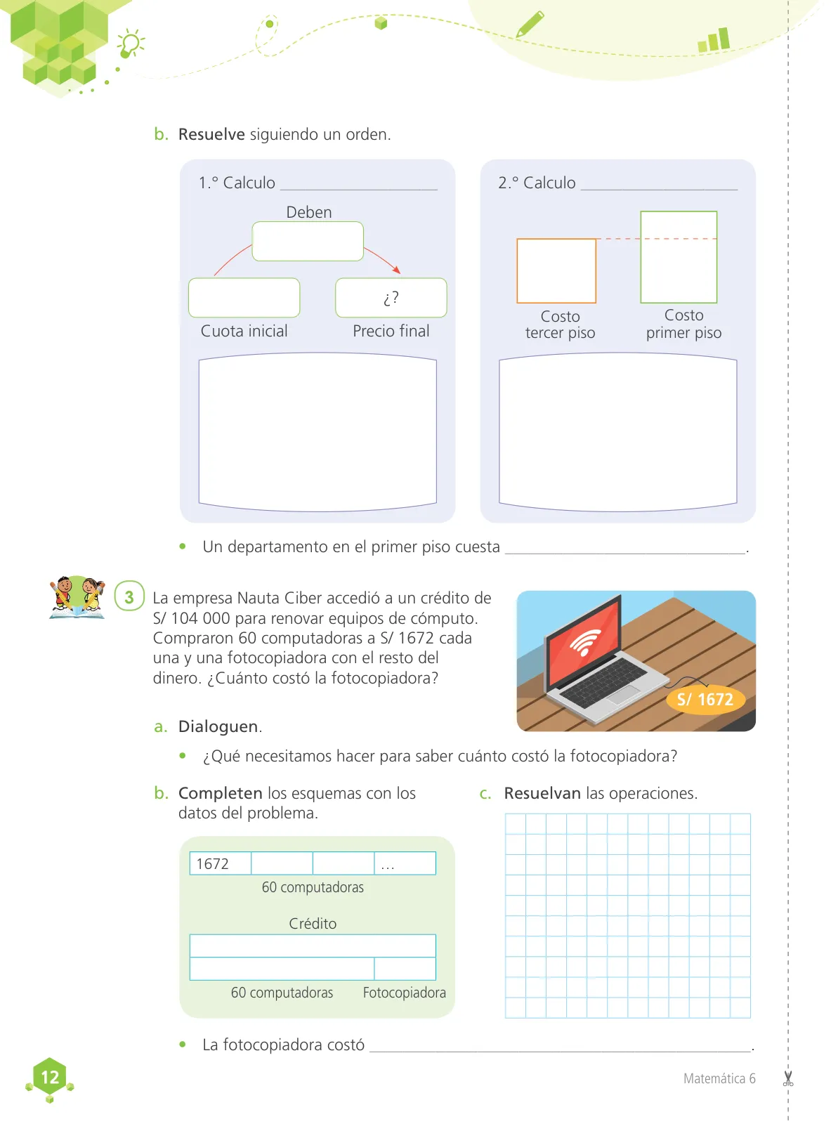 Página 14 de Matemática 6 : cuaderno de trabajo para sexto grado de Educación Primaria 2019 · 2019
