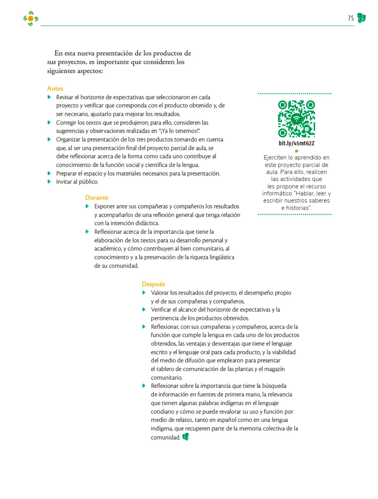Miniatura página 76 de Colección Sk´asolil. Nuestro libro de Proyectos.  Tomo III.  Libro de Educación Telesecundaria Grado 2°  Ciclo Escolar 2025 - 2026