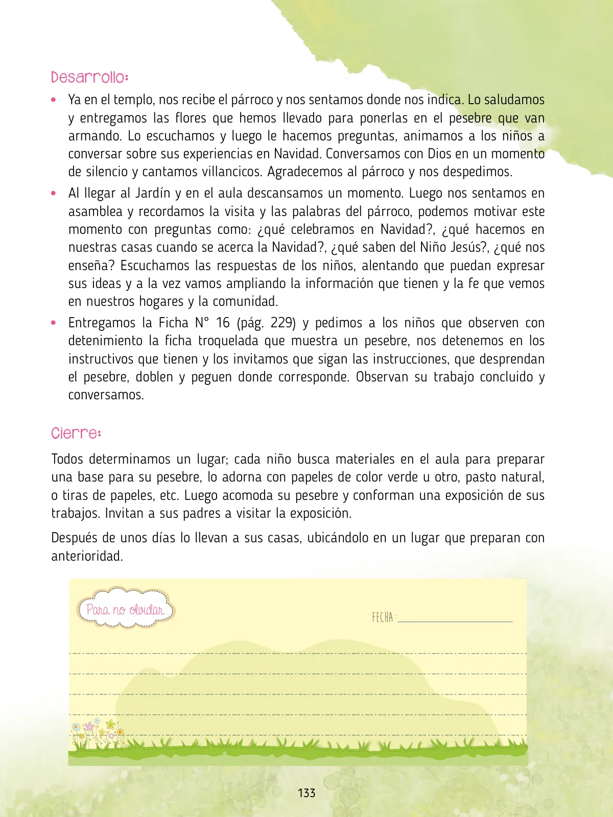 Miniatura página 135 de Agenda pedagógica 2017-2018 para docentes de II Ciclo de Instituciones de nivel de Educación Inicial · 2017