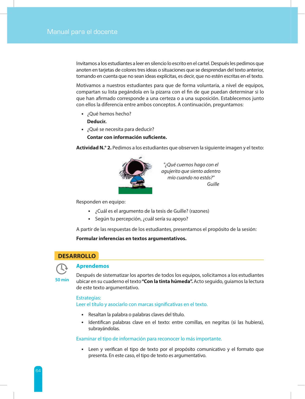 Miniatura página 66 de Comprensión lectora 2 : manual para el docente de segundo grado de Secundaria · 2017