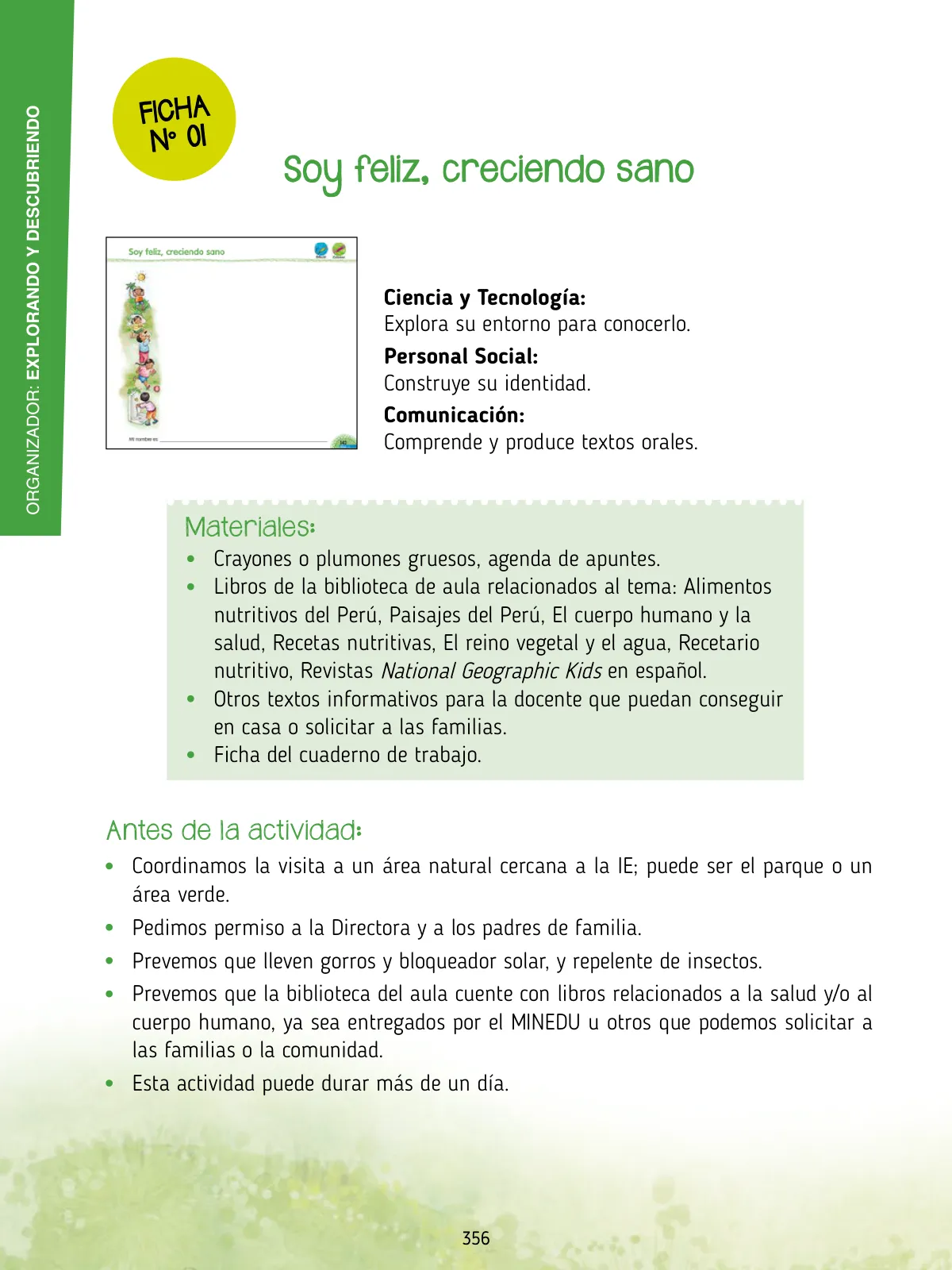 Página 358 de Agenda pedagógica 2017-2018 para docentes de II Ciclo de Instituciones de nivel de Educación Inicial · 2017