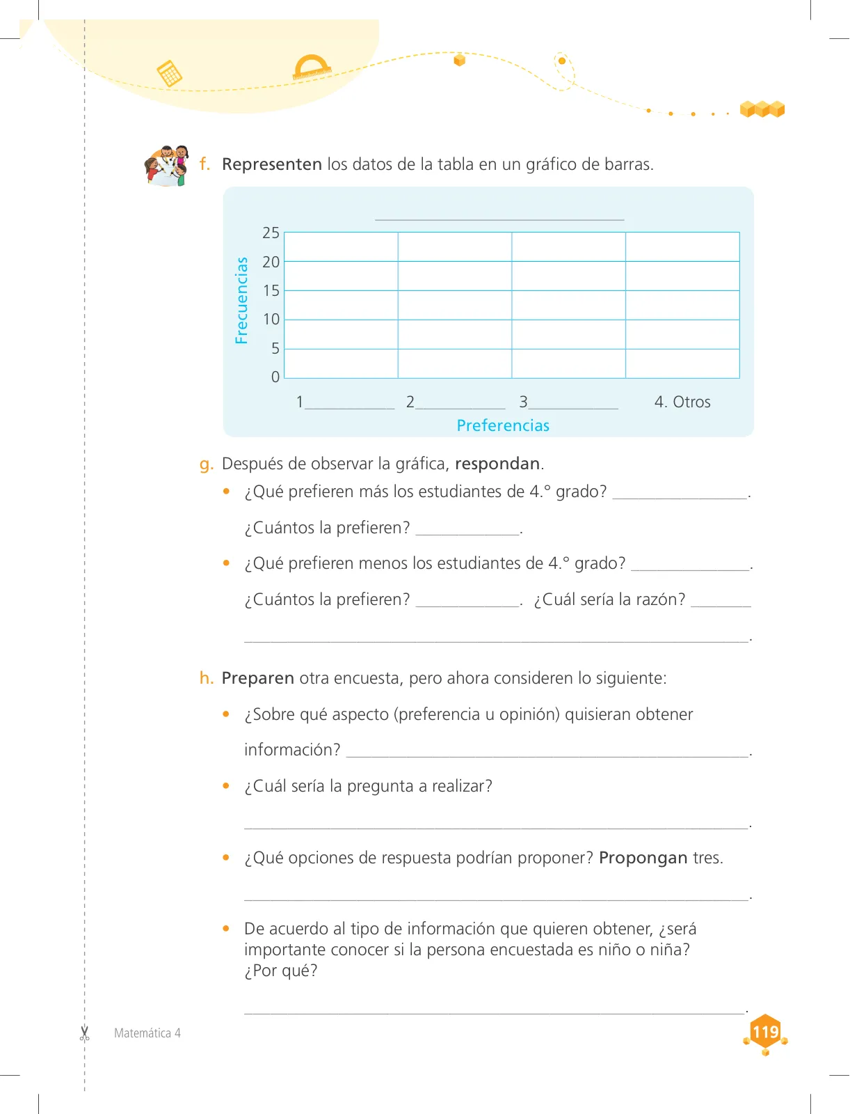 Página 119 de Matemática 4 : cuaderno de trabajo para cuarto grado de Educación Primaria 2018 · 2018