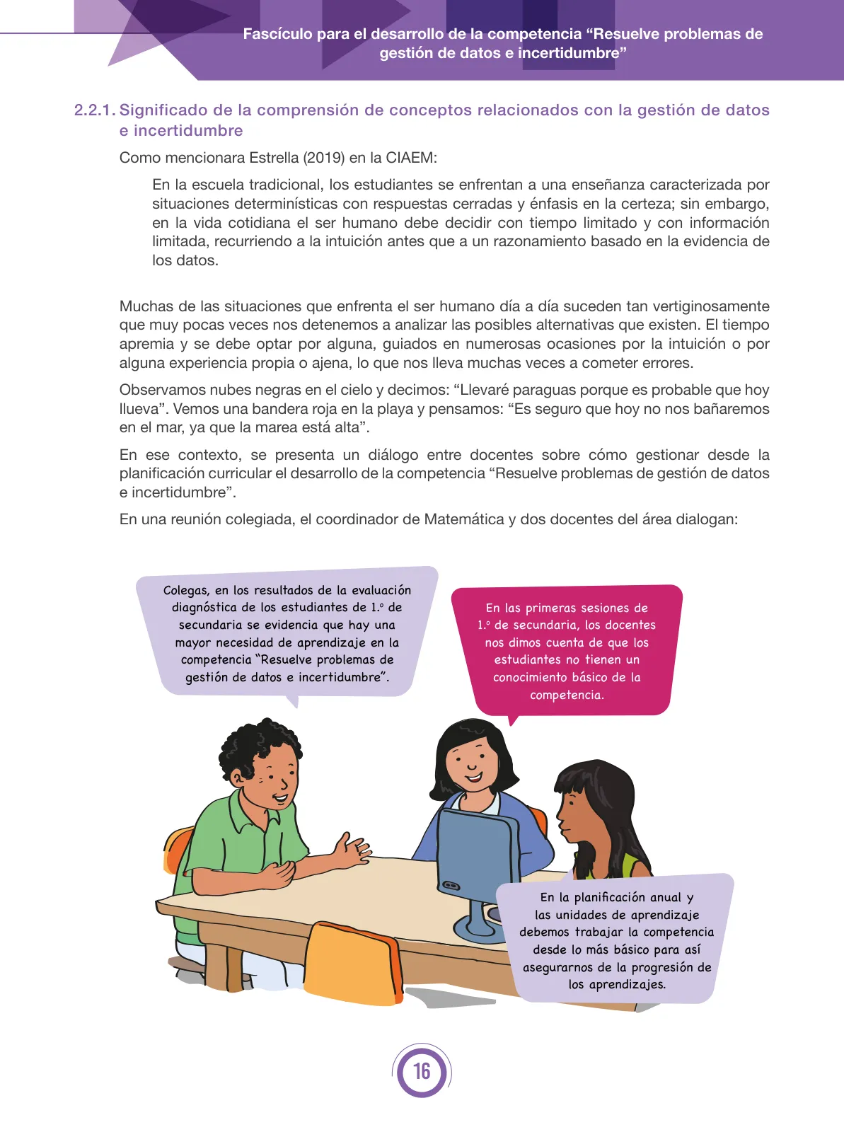 Miniatura página 16 de Fascículo para el desarrollo de la competencia “Resuelve problemas de gestión de datos e incertidumbre” · 2024