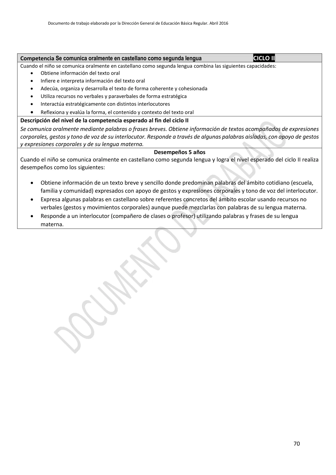 Miniatura página 70 de Programa curricular de Educación Inicial · 2016