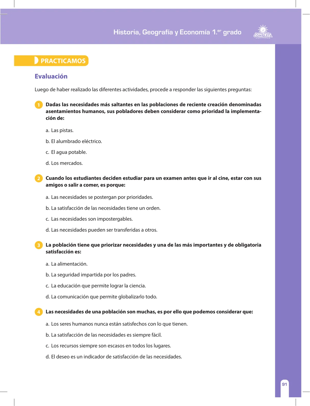 Página 91 de Historia, Geografía y Economía 1 : cuaderno de reforzamiento pedagógico - JEC · 2016
