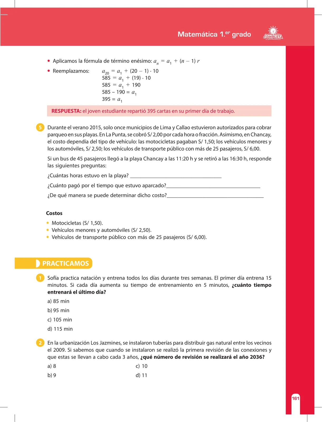 Miniatura página 161 de Matemática 1 : cuaderno de reforzamiento pedagógico - JEC · 2016