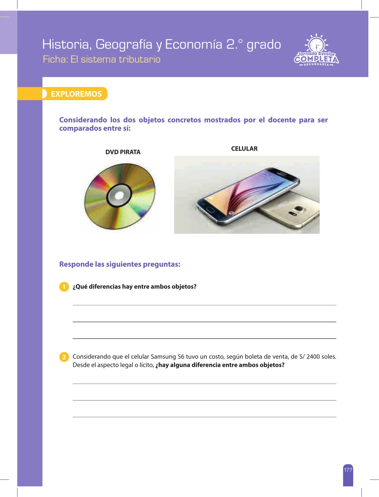 Miniatura página 177 de Historia, Geografía y Economía 2 : cuaderno de reforzamiento pedagógico - JEC ﻿ · 2016