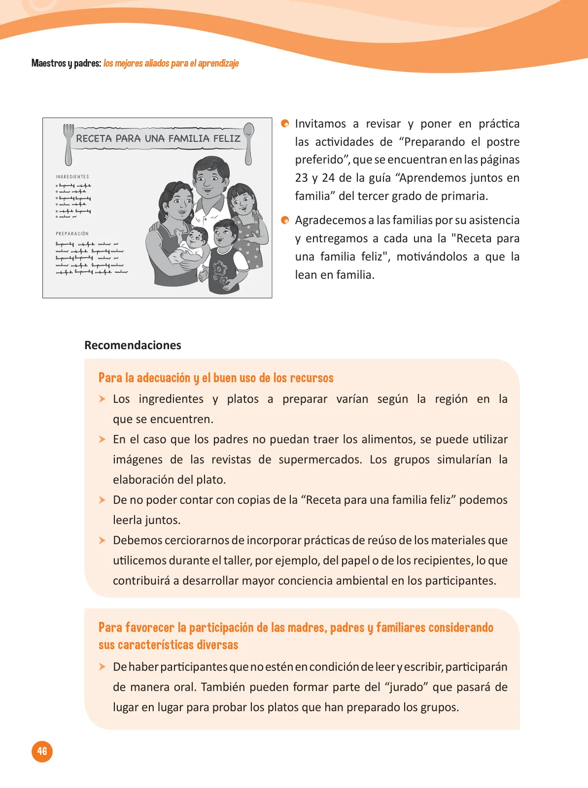 Página 48 de Guía para el trabajo docente con las familias del ciclo IV de Primaria · 2016
