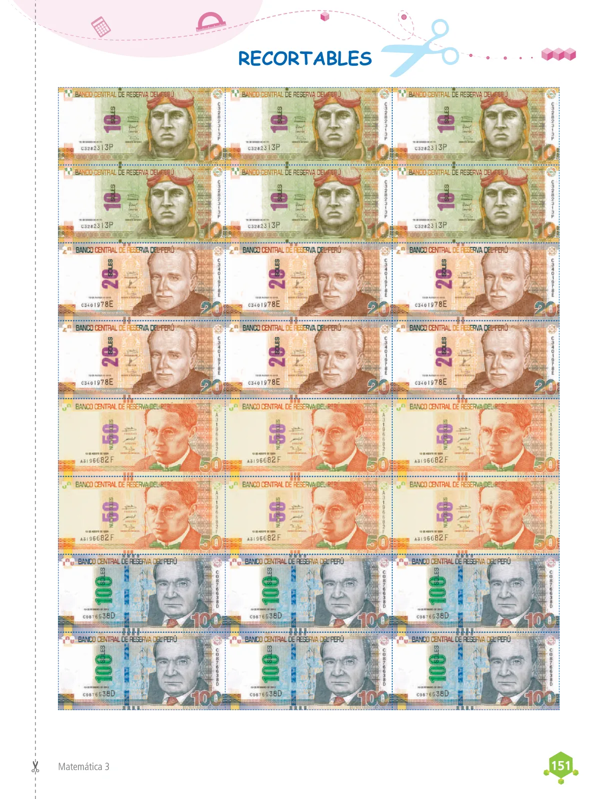 Página 153 de Matemática 3 : cuaderno de trabajo para tercer grado de Educación Primaria 2019 · 2019