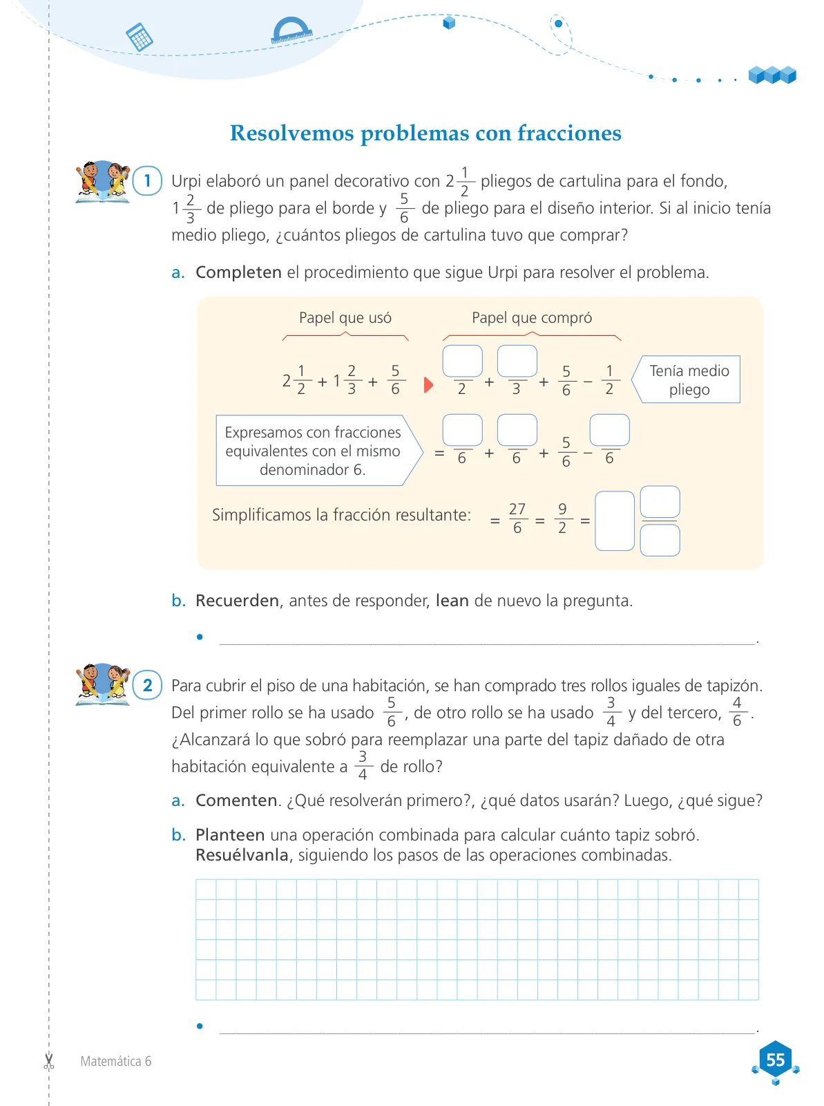 Miniatura página 57 de Matemática 6 : cuaderno de trabajo para sexto grado de Educación Primaria 2019 · 2019