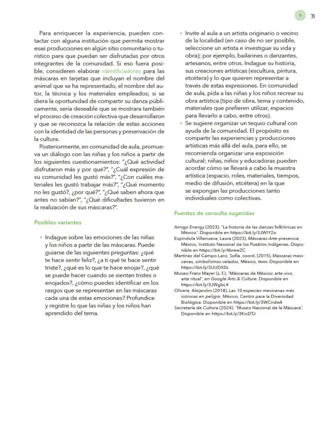 Página 72 de Modalidades de trabajo para la acción transformadora y el codiseño Libro de Educación Preescolar Grado 1°, 2°, 3° Ciclo Escolar 2025 - 2026