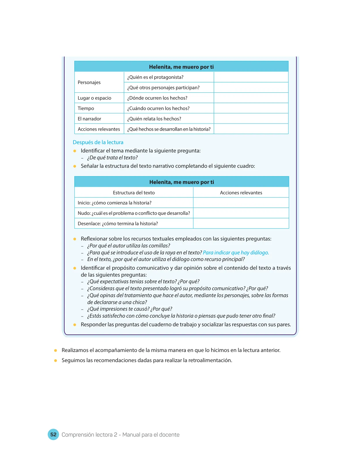 Miniatura página 54 de Comprensión lectora : manual para el docente de segundo grado de Secundaria 2018 · 2018